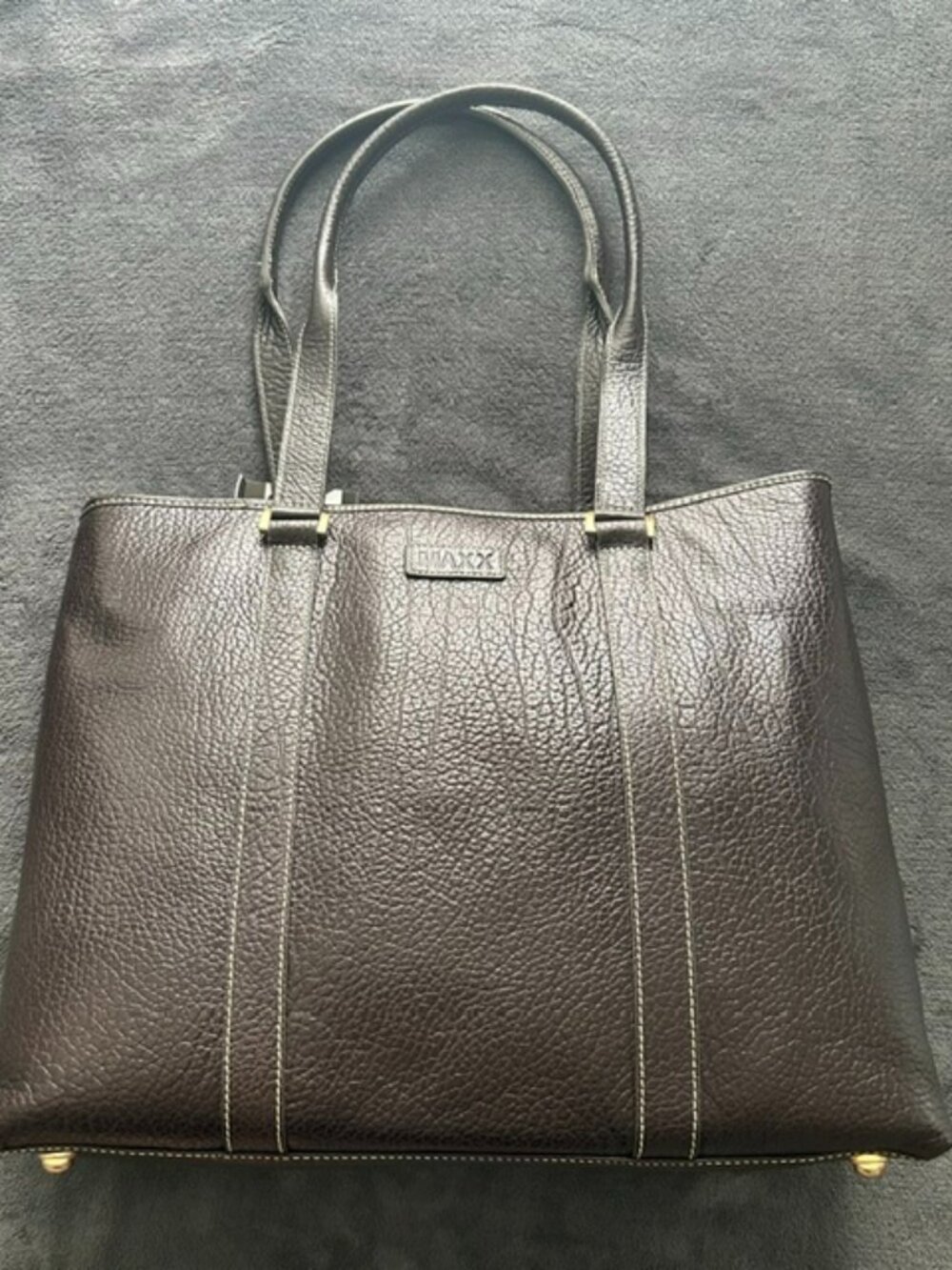 Maxx New York Extra Large Carry All Weekender Chocolate Brown Leather Handbag